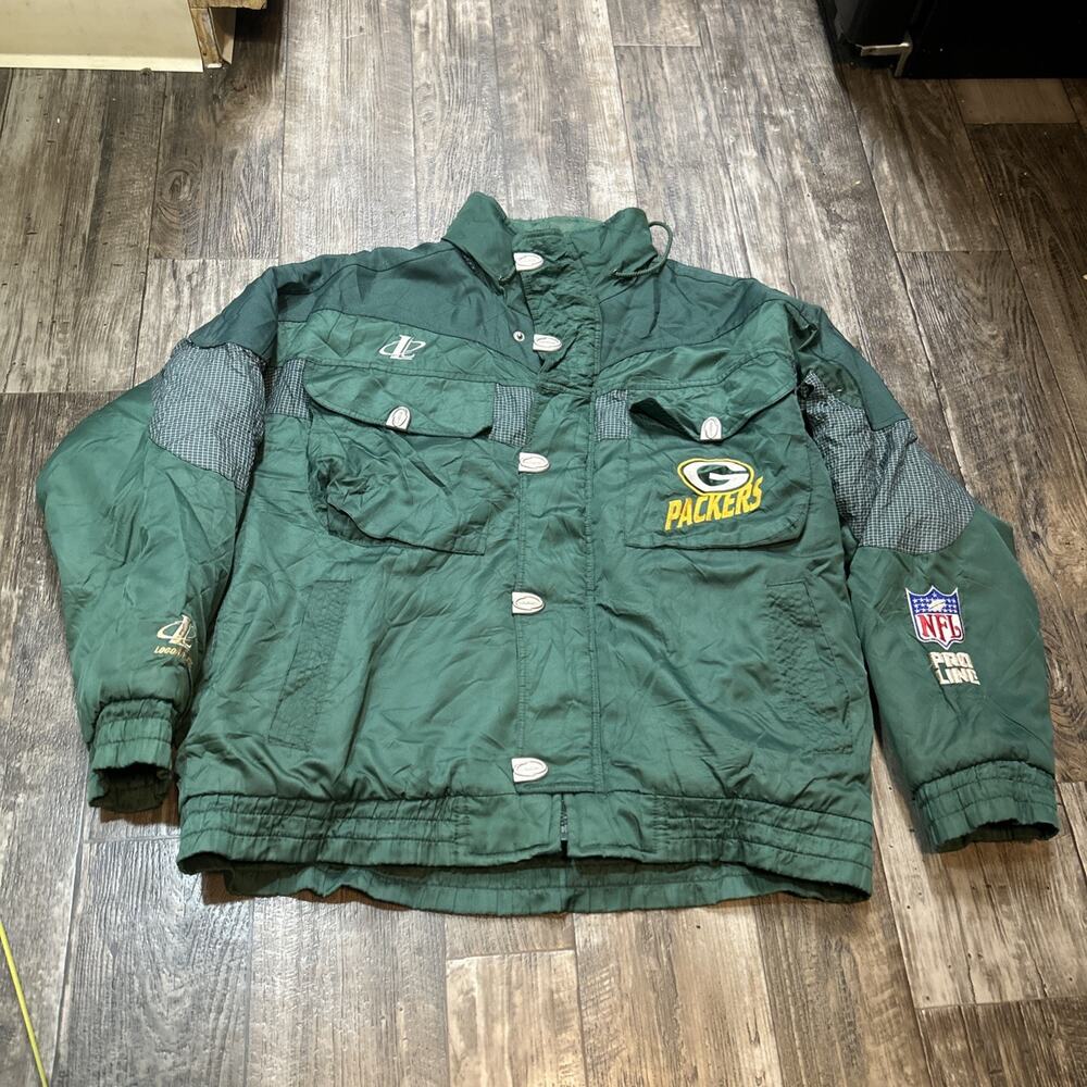 Vtg Green Bay Packers Puffer Jacket XL NFL Pro Line Logo Athletic 90s